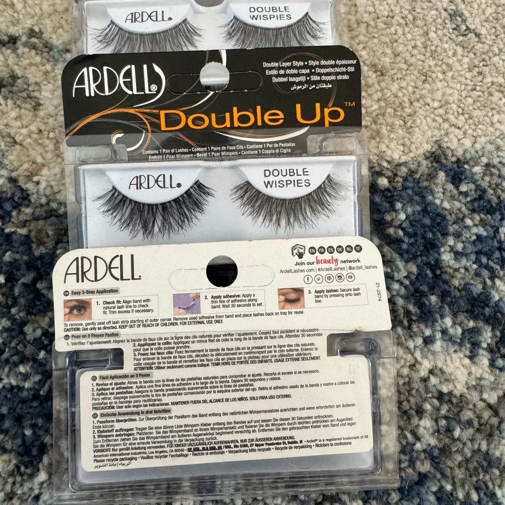 3 pairs of Ardell Double Up Double Wispies False Eyelashes — Black